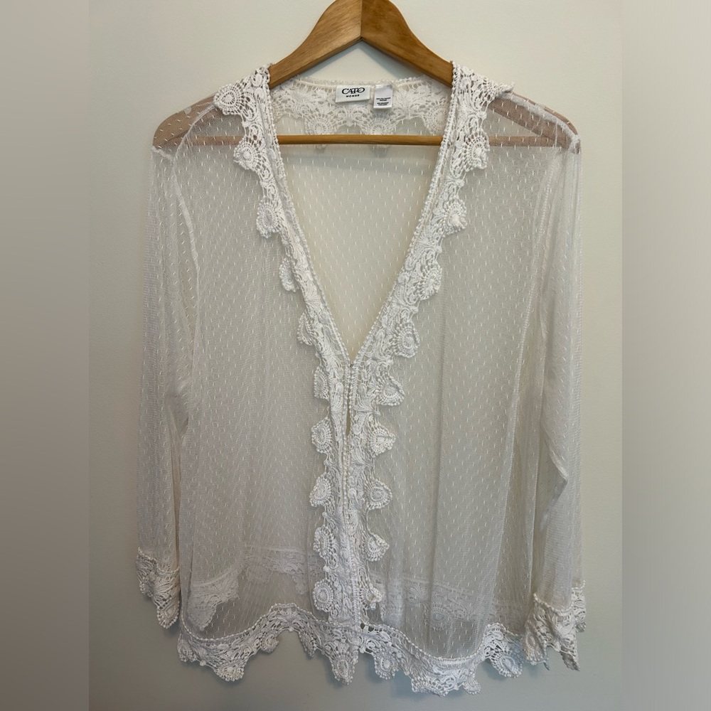 Cato Sheer White Lace Top